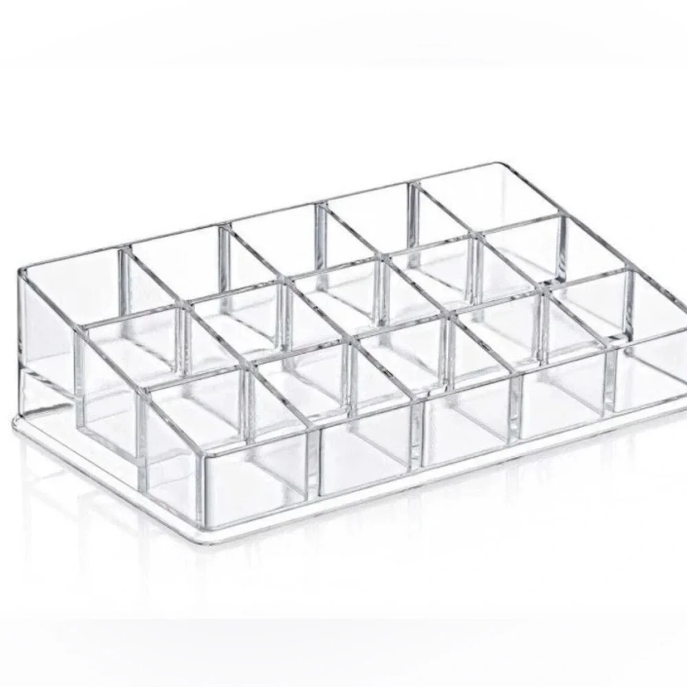 2 Clear Acrylic Makeup Vanity Organizers Cosmetics Displays | 23 Slots Total EUC